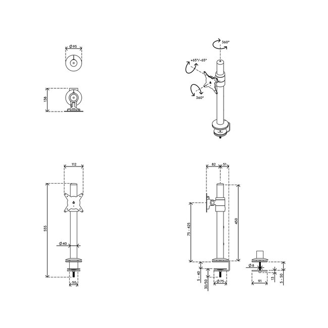 Dataflex Viewlite monitorarm Zwart - bureau 103 - 2e Kans