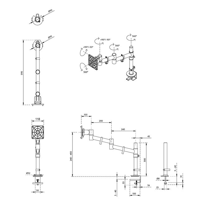 Dataflex Viewgo Monitorarm Zwart - Bureau 123