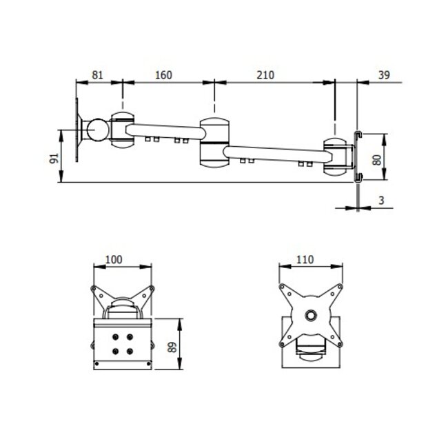Dataflex Viewmate monitorarm - rail 142