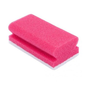 Schuurspons met handgreep rood/wit