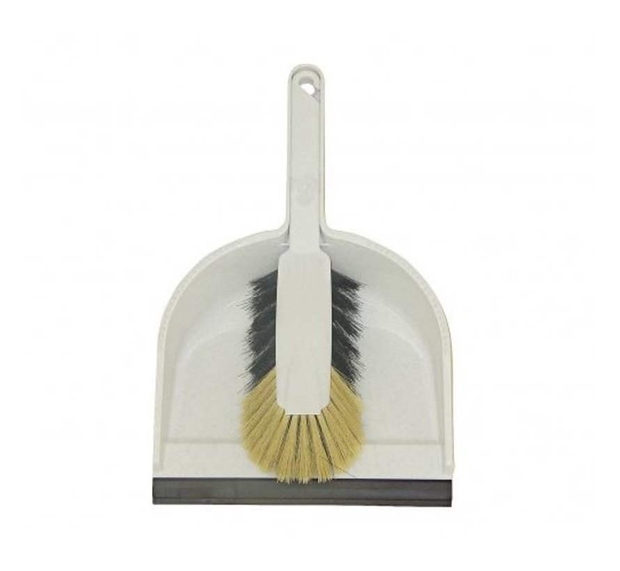 Stoffer en Blik Kunststof zwaar model grijs