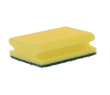 Schuurspons met grip 10 stuks geel/groen