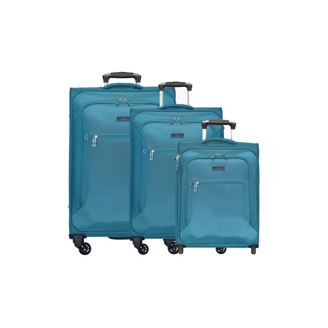 d & n Travel Line 6404 - Trolley-Set, 3-delig. Aqua Blauw