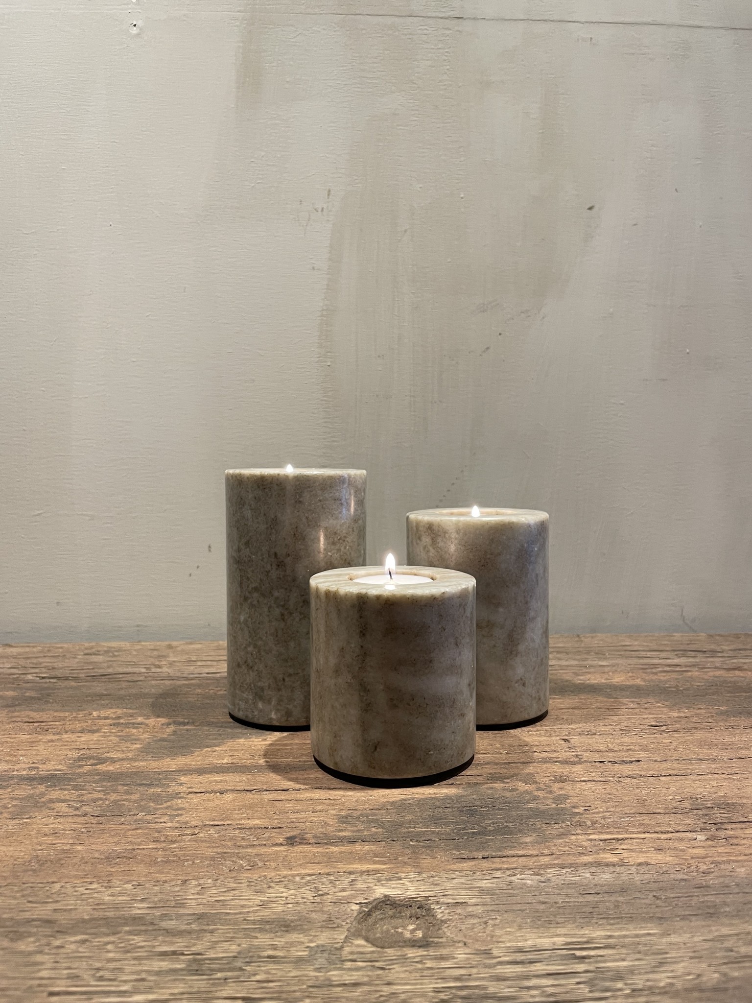 De Appelgaard Set waxine houders bruin marmer