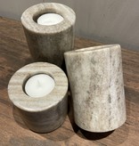 De Appelgaard Set waxine houders bruin marmer