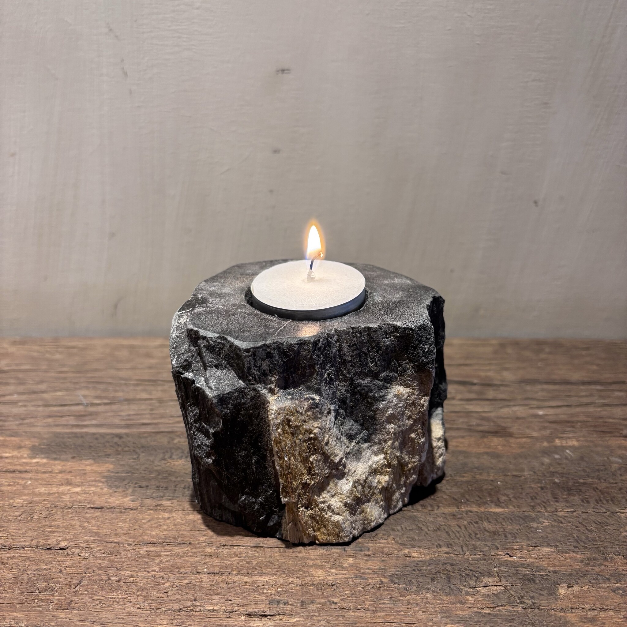 De appelgaard Waxinelichthouder Versteend Hout