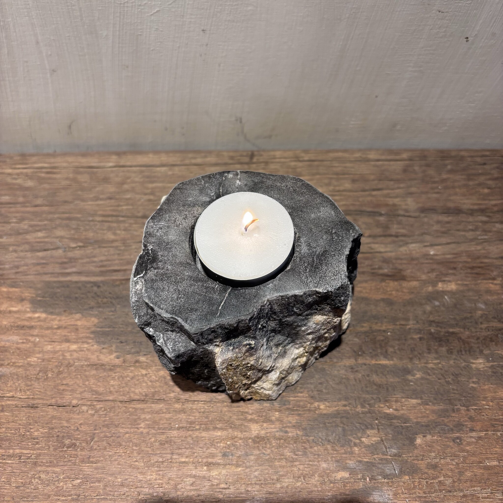 De appelgaard Waxinelichthouder Versteend Hout