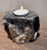 De appelgaard Waxinelichthouder Versteend Hout