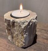 De appelgaard Waxinelichthouder Versteend Hout