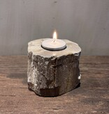 De appelgaard Waxinelichthouder Versteend Hout