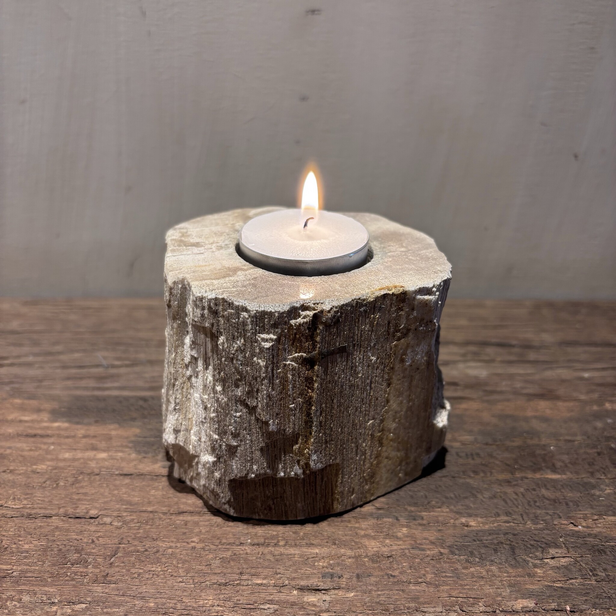 De appelgaard Waxinelichthouder Versteend Hout