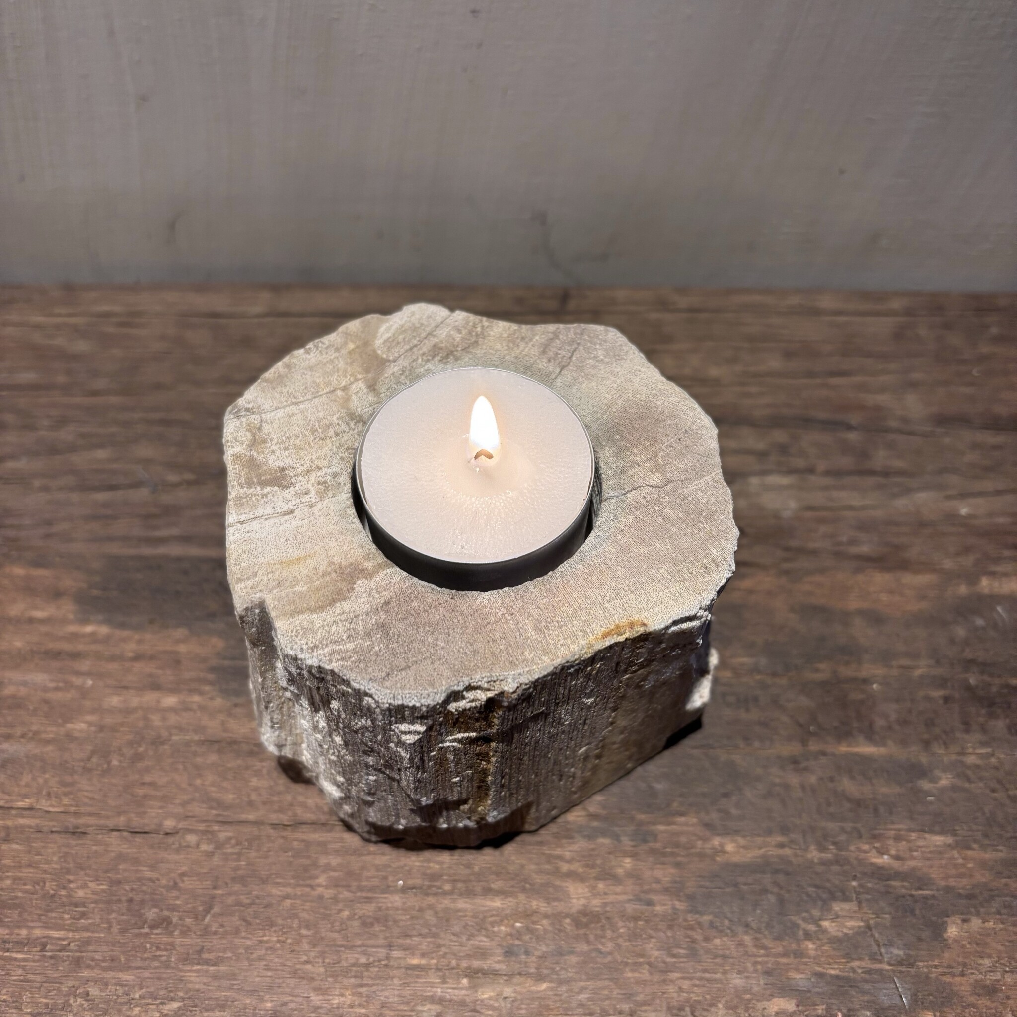 De appelgaard Waxinelichthouder Versteend Hout