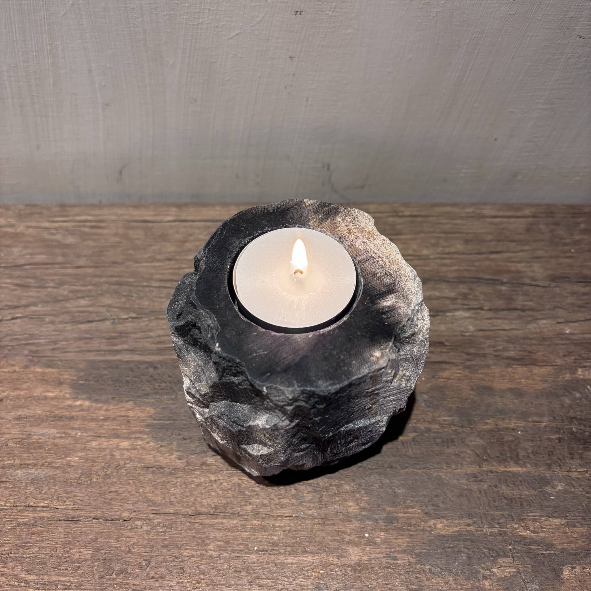 De appelgaard Waxinelichthouder Versteend Hout