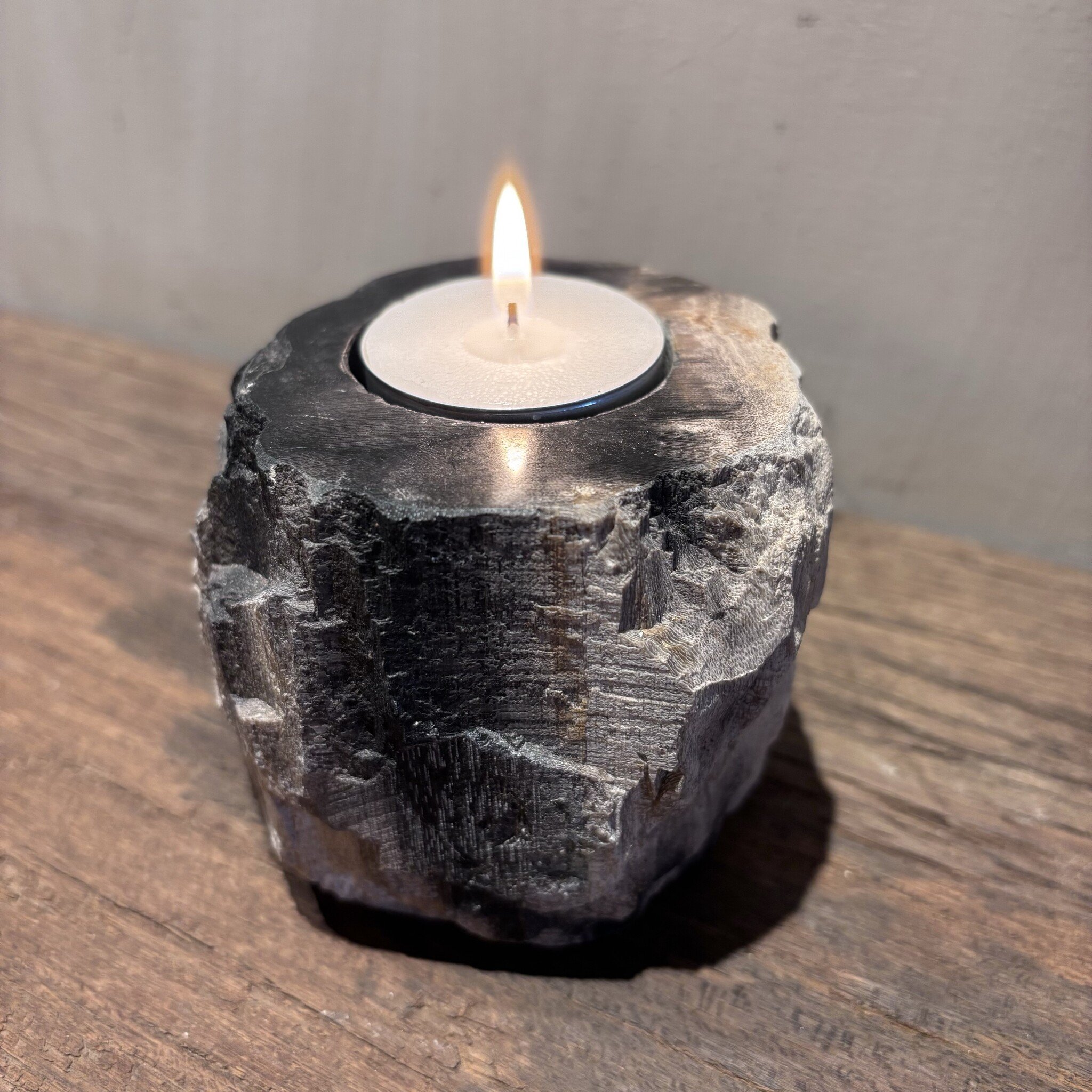 De appelgaard Waxinelichthouder Versteend Hout