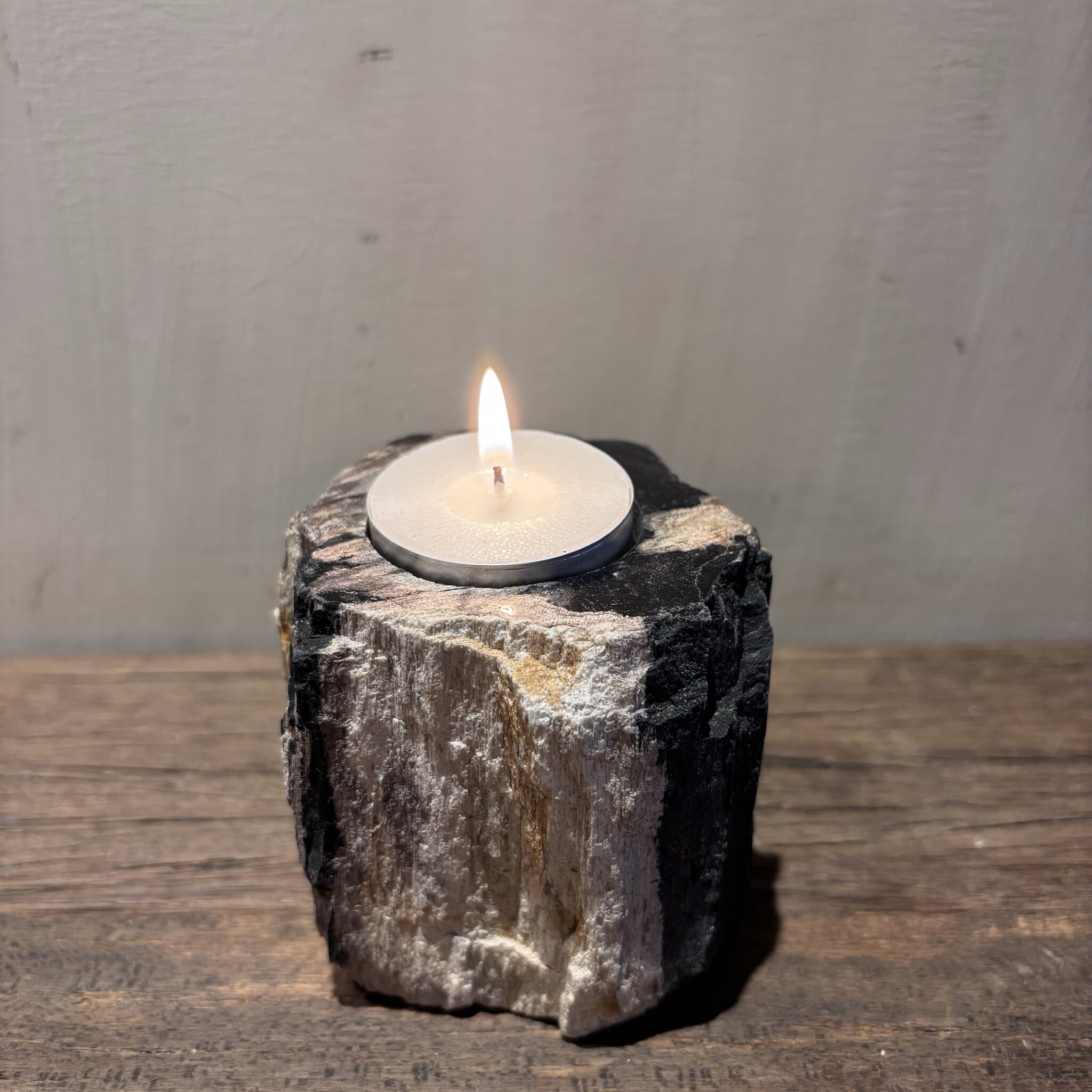 De appelgaard Waxinelichthouder Versteend Hout