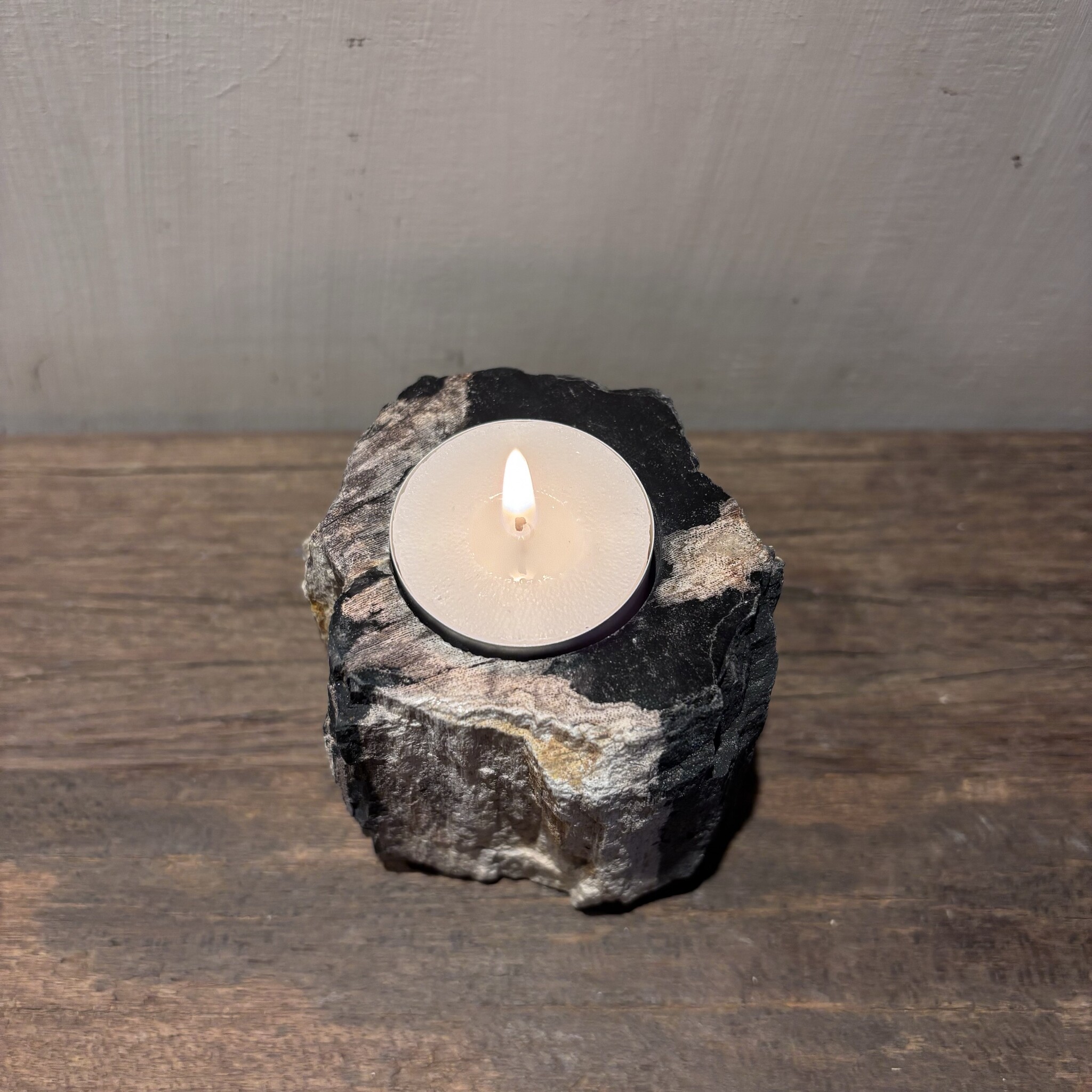 De appelgaard Waxinelichthouder Versteend Hout