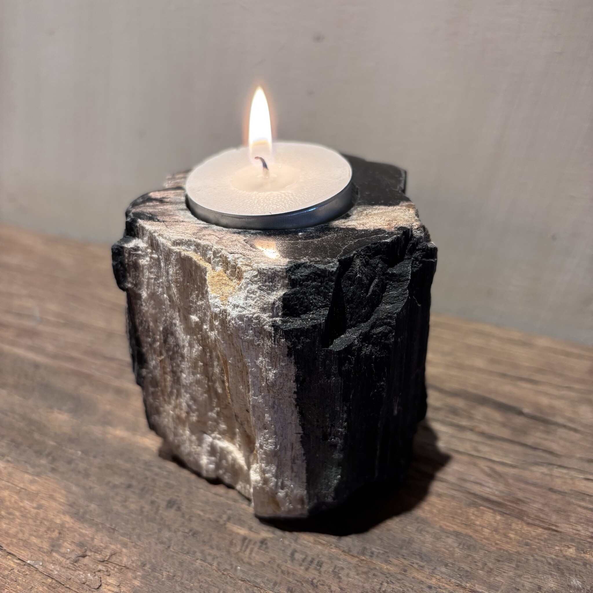 De appelgaard Waxinelichthouder Versteend Hout