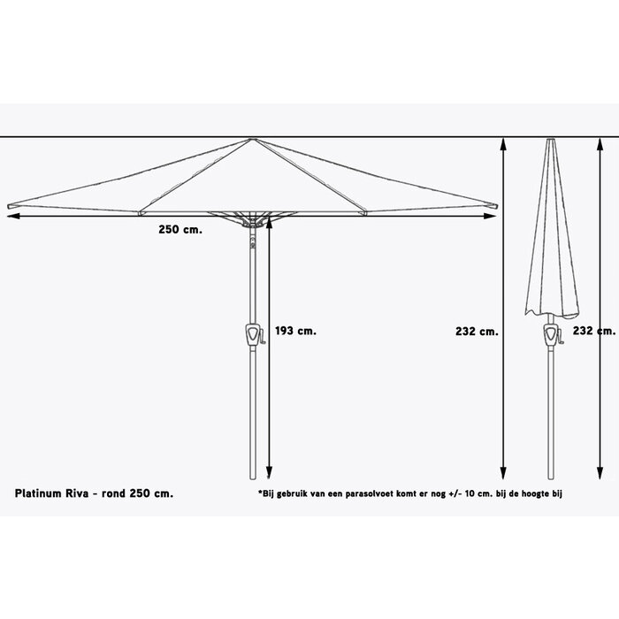 Platinum Platinum Riva parasol rond 2.5 m. - Antraciet