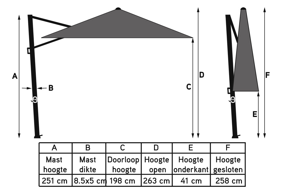 Platinum Platinum Challenger T2 Zweefparasol 3,5x2,6 m. Havanna