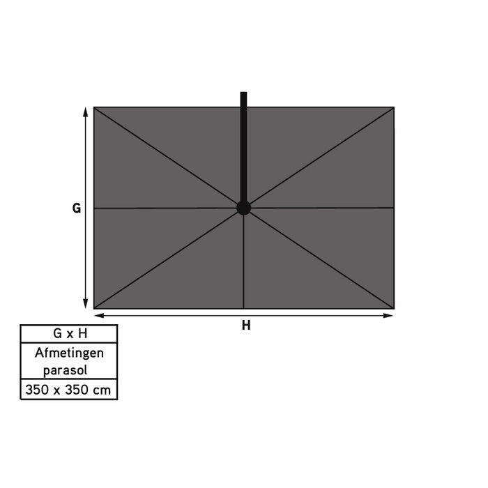 Platinum Platinum Challenger zweefparasol T1 Premium 3,5x3,5 m. - Faded black