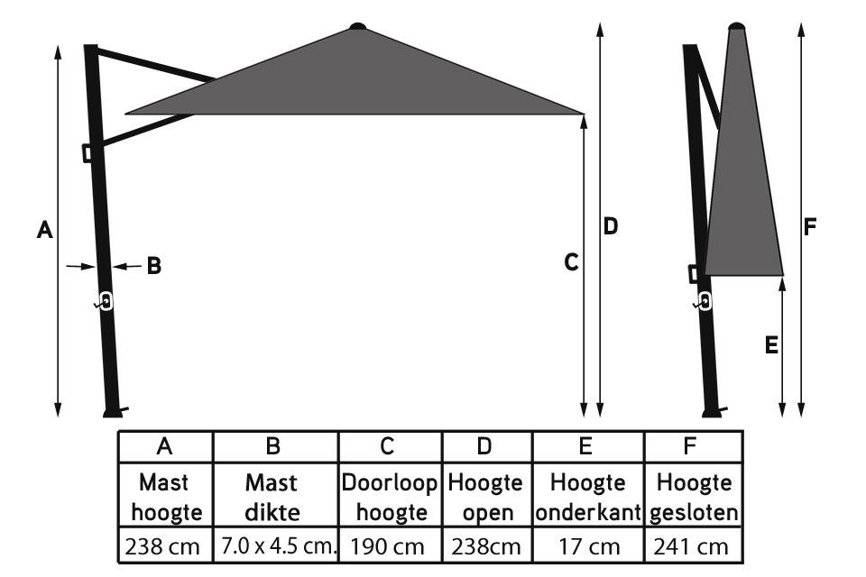 Platinum Platinum Voyager Zweefparasol T1 3x2 m. - Taupe