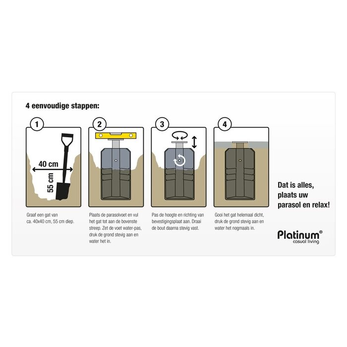 Platinum Platinum ingraafparasolvoet XL