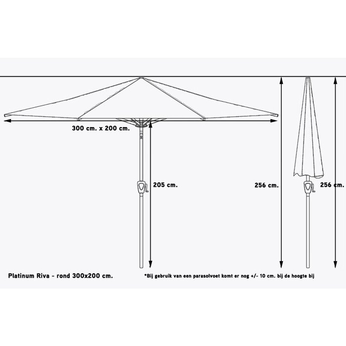 Platinum Platinum Riva stokparasol 3x2 m. - Ecru
