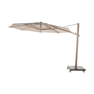 4-Seasons 4-Seasons Zweefparasol Siesta Premium 350 cm Woodlook - Sand