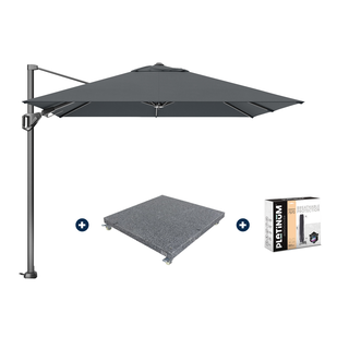 Platinum Platinum Voyager zweefparasol T2 2,7x2,7 m. - Antraciet met voet en hoes