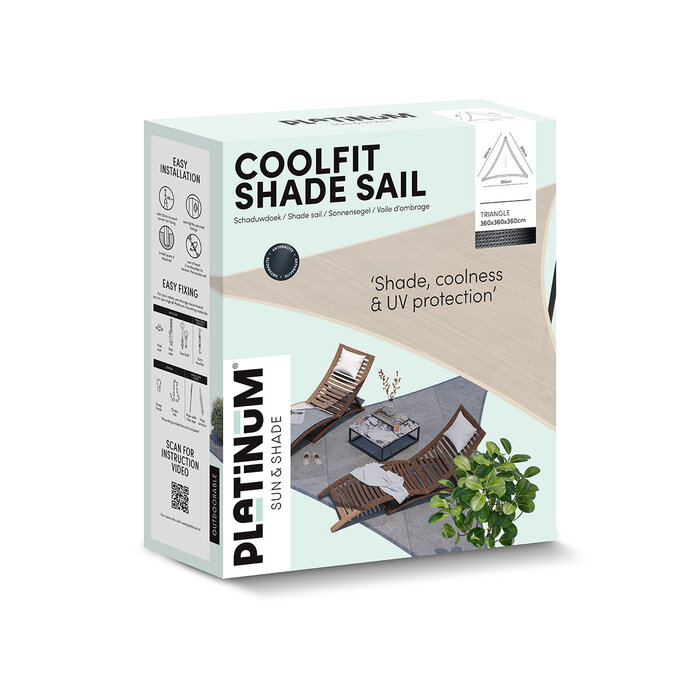 Platinum Platinum Coolfit schaduwdoek driehoek antraciet 3,6 x 3,6 x 3,6 m.