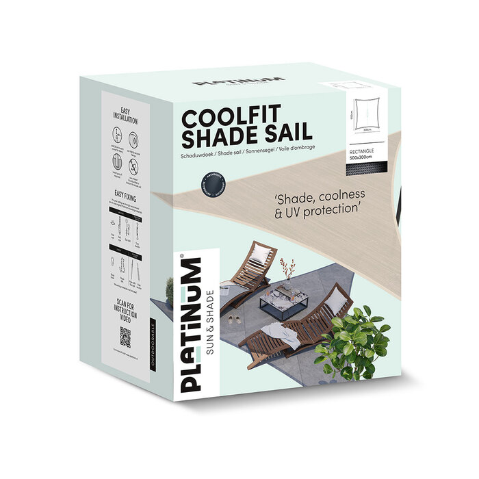 Platinum Platinum Coolfit schaduwdoek rechthoek zand 3x5 m.