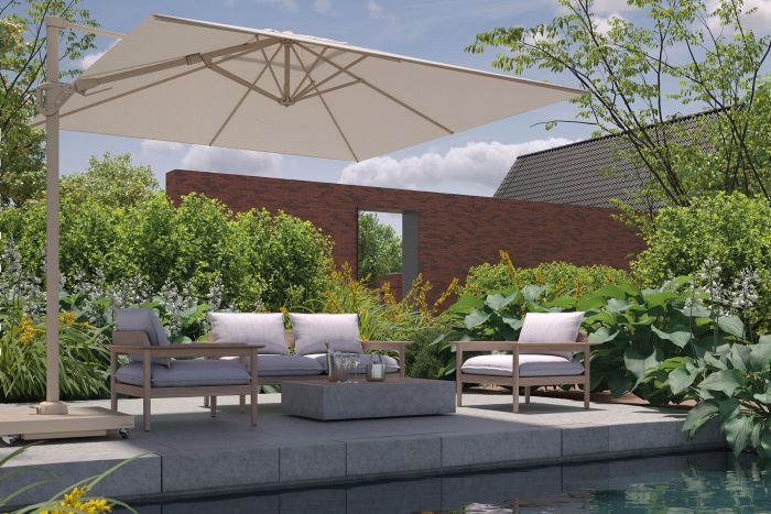 Platinum Platinum Challenger Zweefparasol T2 premium - 3x3 m. Champagne - Sandstone