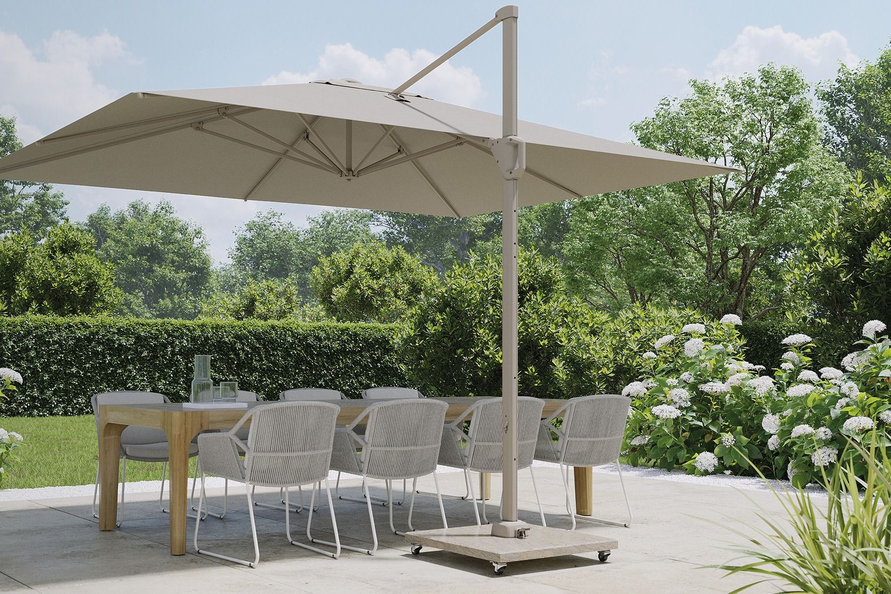Platinum Platinum Challenger Zweefparasol T1 Premium 4x3 m. - Champagne - Sandstone