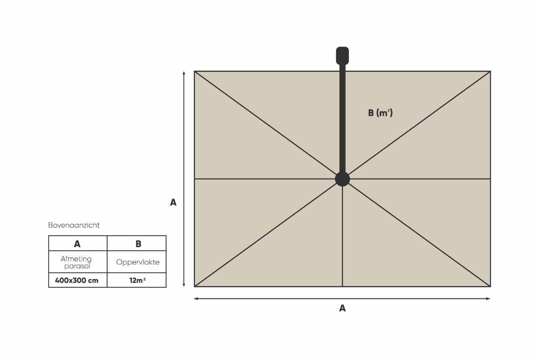 Platinum Platinum Challenger Zweefparasol T1 Premium 4x3 m. - Champagne - Sandstone