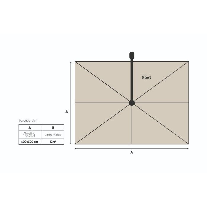 Platinum Platinum Challenger Zweefparasol T1 Premium 4x3 m. - Champagne - Teaklook