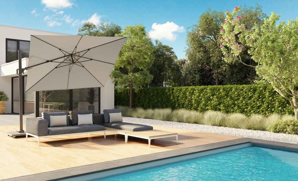 Platinum Platinum Challenger rechthoek zweefparasol T2 Premium - 2,6 x 3,5 m. - Manhattan