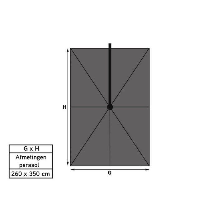 Platinum Platinum Challenger zweefparasol T2 Premium - 3,5 x 2,6 m. - Jet Black