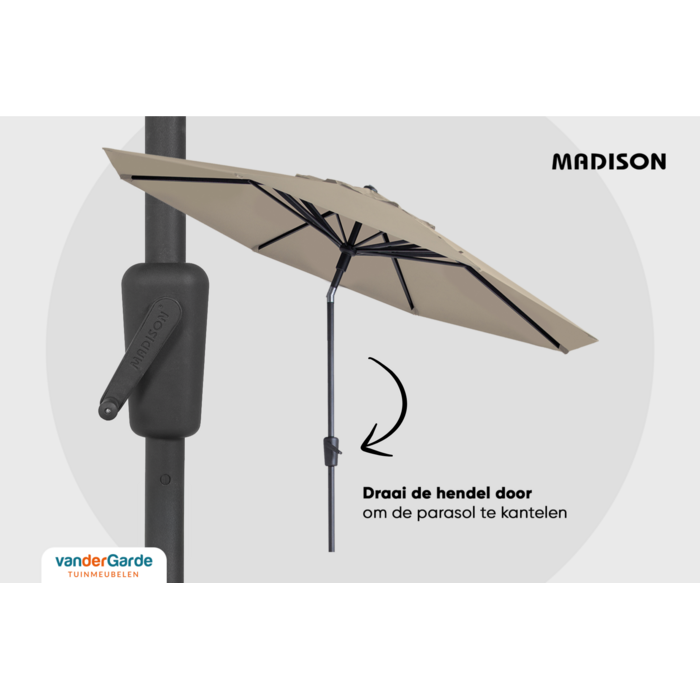 Madison Bali ronde luxe stokparasol Ø300 cm. - Clay/Champagne