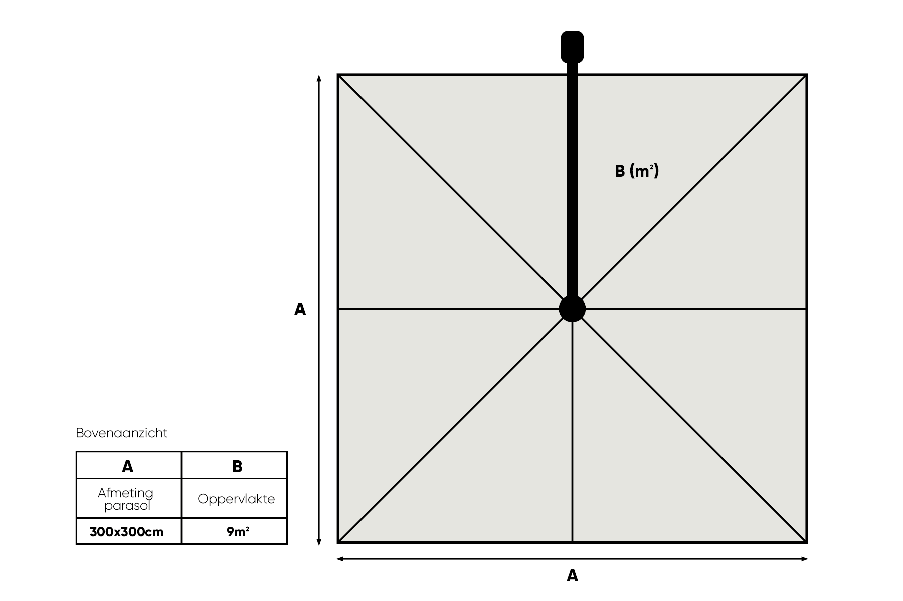Perfect Shadow Perfect Shadow Eclipse zweefparasol 300x300 cm. Ultra - Antraciet/Soft Sand