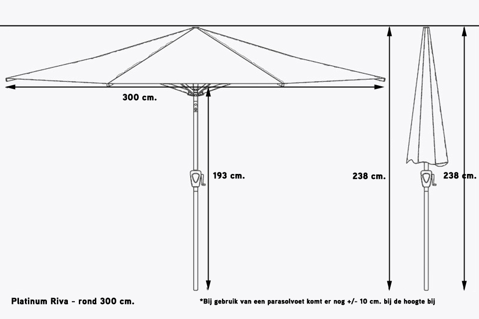 Platinum Platinum Riva stokparasol rond 3 meter - Sandstone/Olive
