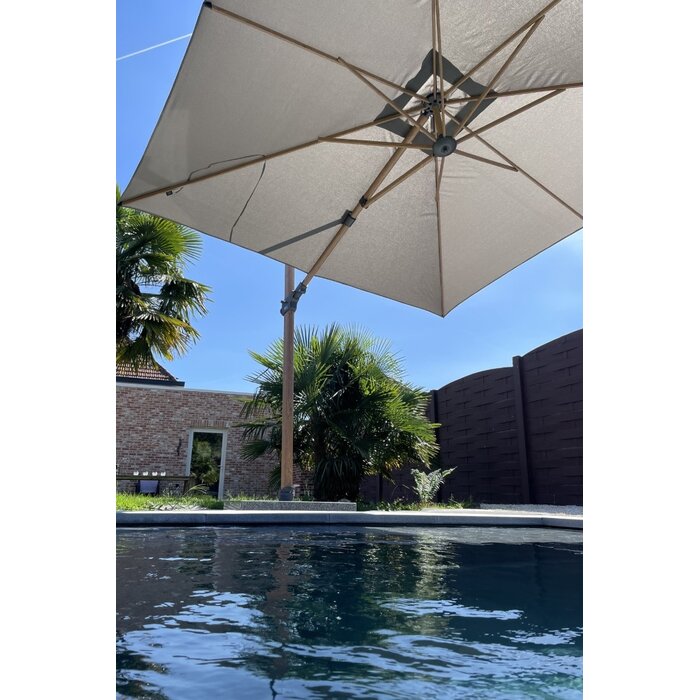 4-Seasons 4-Seasons Siesta Premium Zweefparasol 300 x 300 cm Woodlook Frame - Charcoal