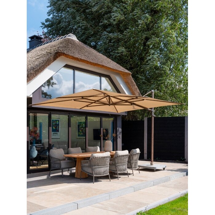 4-Seasons 4 Seasons Finca Zweefparasol 400x300 cm. - beach/dark woodlook