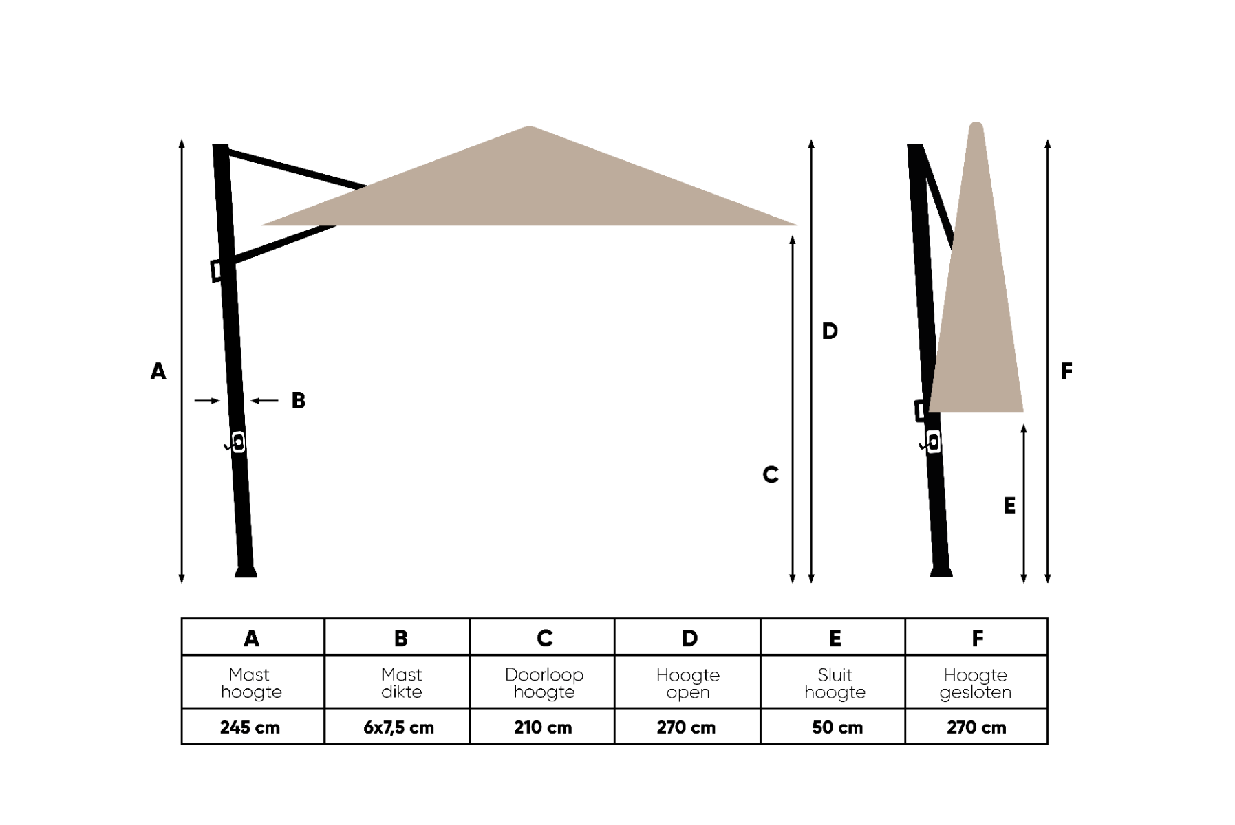4-Seasons 4-Seasons Zweefparasol Siesta premium 300x300 cm. - beach/dark woodlook