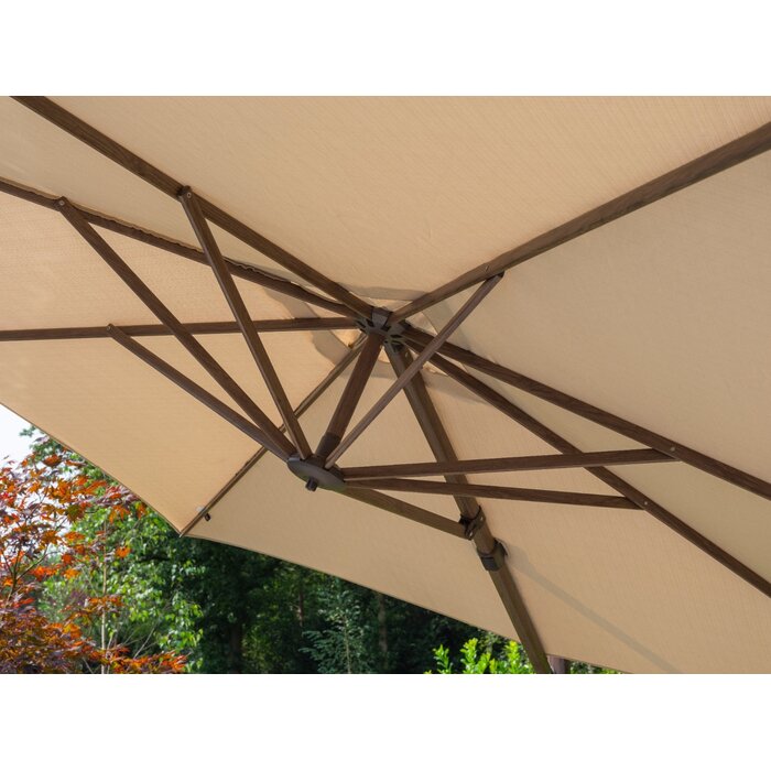 4-Seasons 4-Seasons Zweefparasol Siesta premium 300x300 cm. - beach/dark woodlook