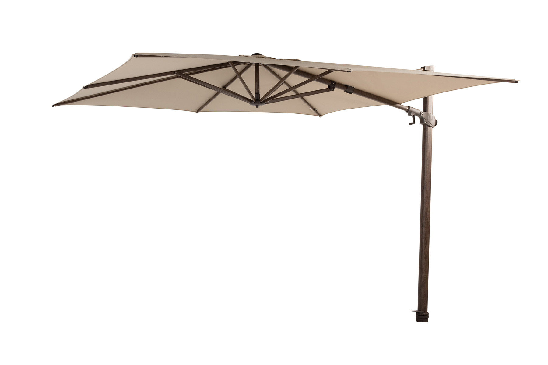 4-Seasons 4-Seasons Zweefparasol Siesta premium 300x300 cm. - beach/dark woodlook