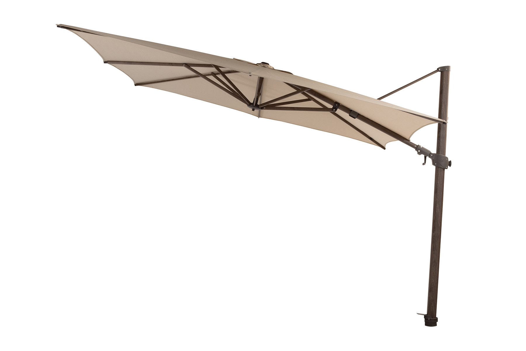 4-Seasons 4-Seasons Zweefparasol Siesta premium 300x300 cm. - beach/dark woodlook
