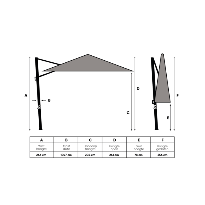 Perfect Shadow Eclipse ronde zweefparasol Ø350 cm. Ultra - Woodlook/Urban Taupe
