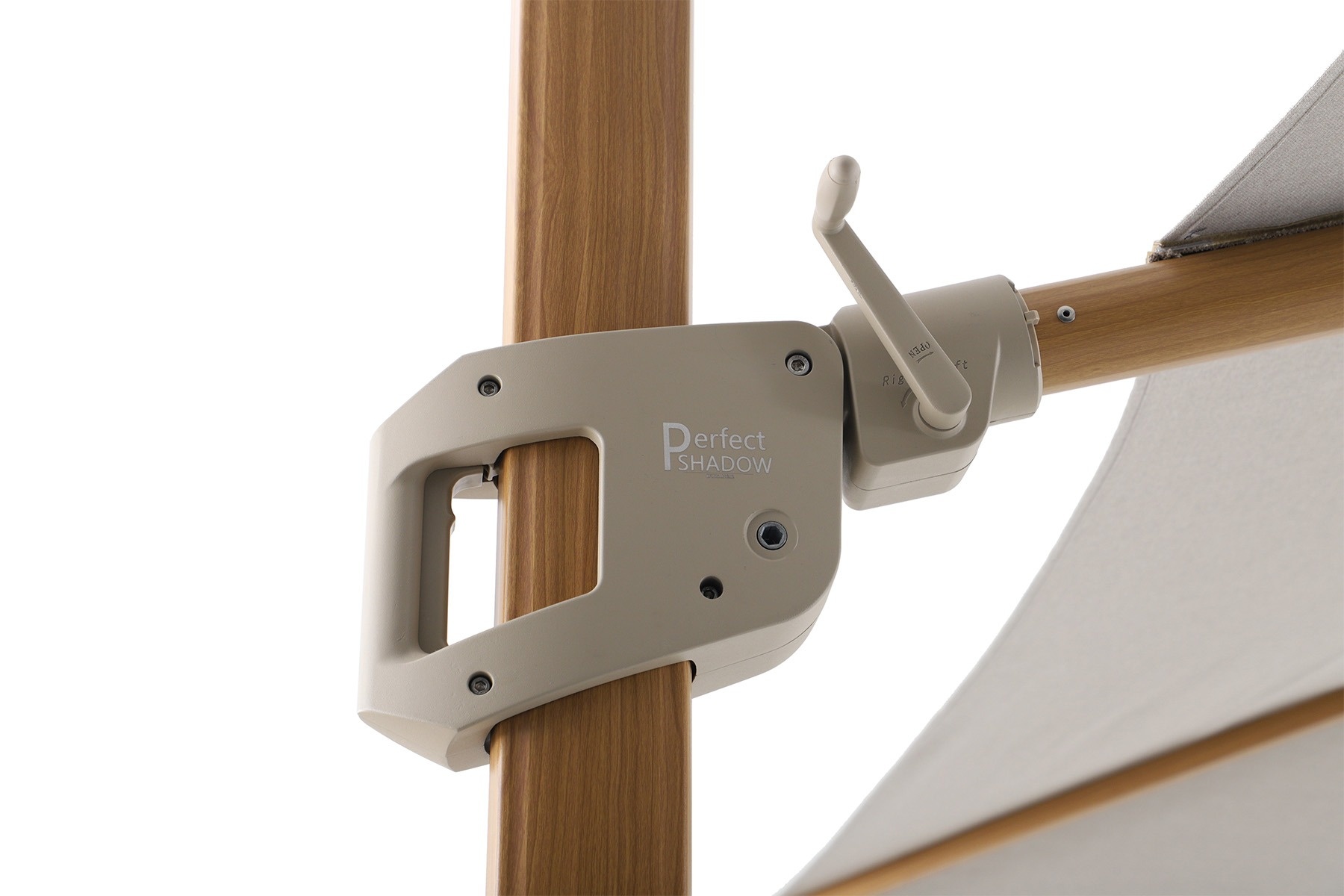 Perfect Shadow Eclipse ronde zweefparasol Ø350 cm. Ultra - Woodlook/Urban Taupe