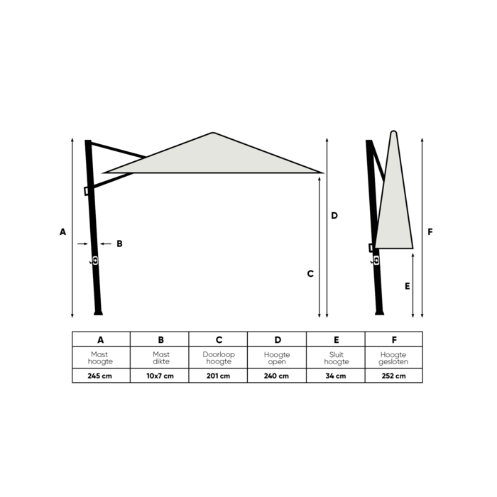 vdgarde Perfect Shadow Eclipse zweefparasol 300x300 cm. Ultra - Woodlook/Soft Sand