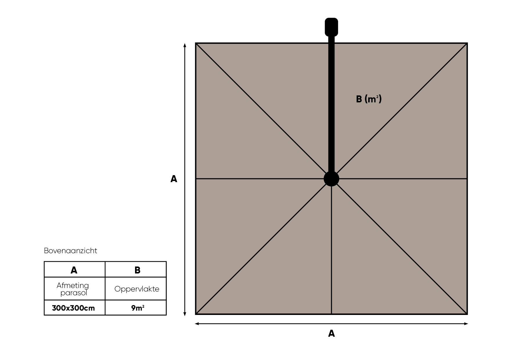 Perfect Shadow Perfect Shadow Eclipse zweefparasol 300x300 cm. Ultra - Woodlook/Urban Taupe